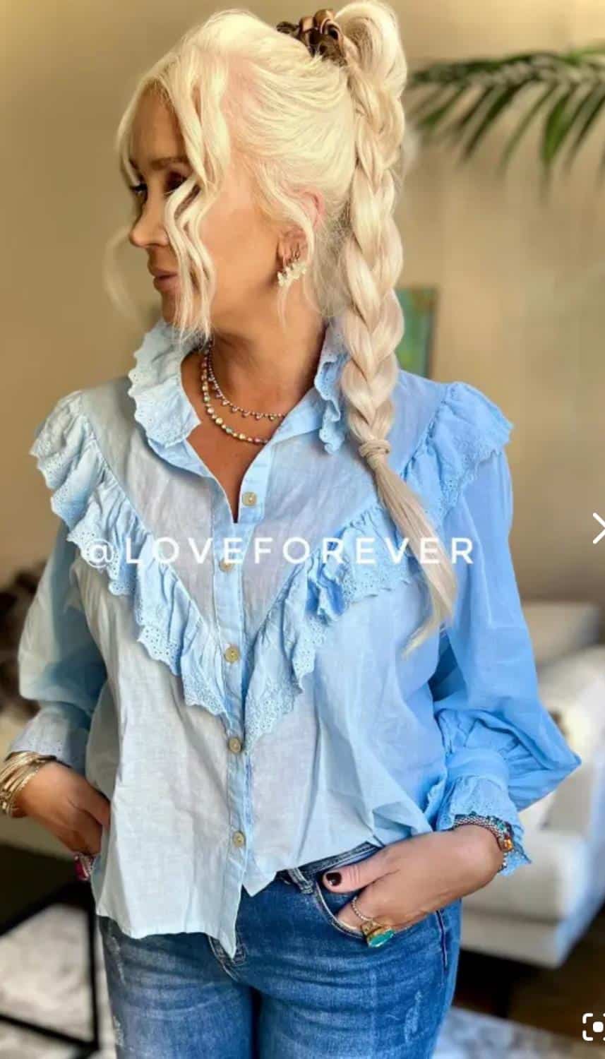Love Forever Coco Cotton Blouse Blue
