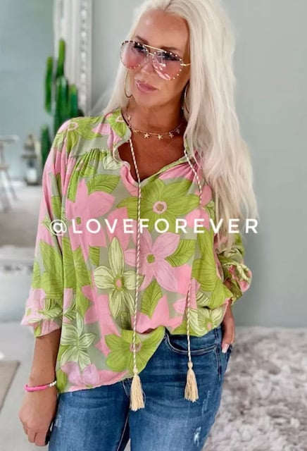 Love Forever Susanne Blouse Green Flower