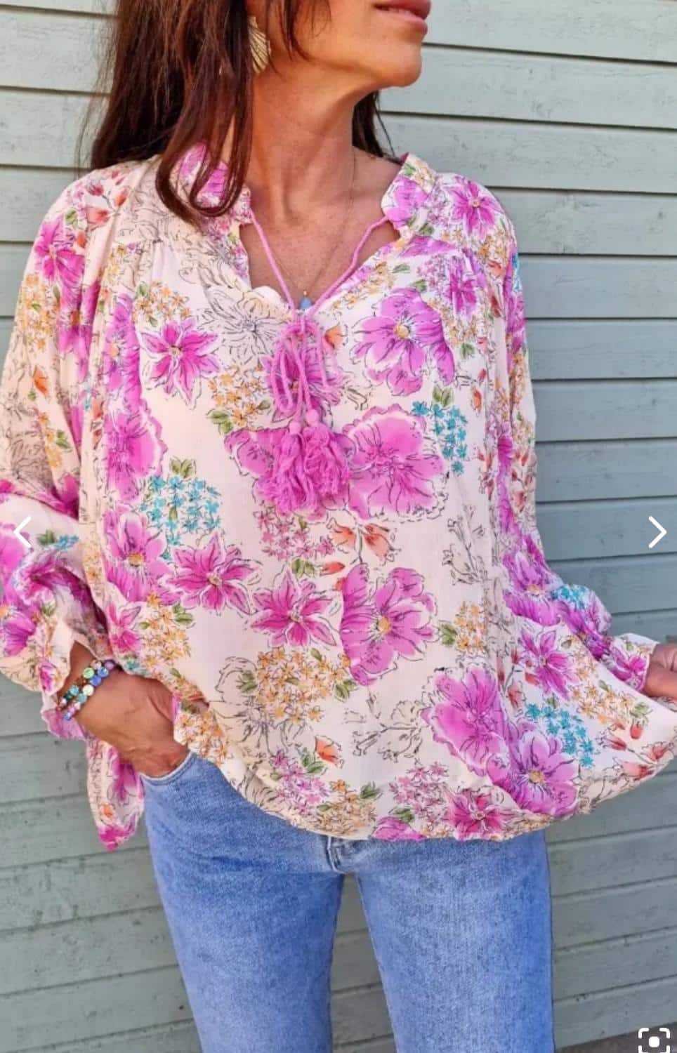 Love Forever Susanne Blouse White Pink Flower