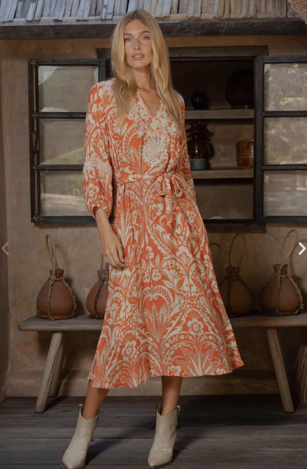 Miss June Dress Mareva Beige/Orange