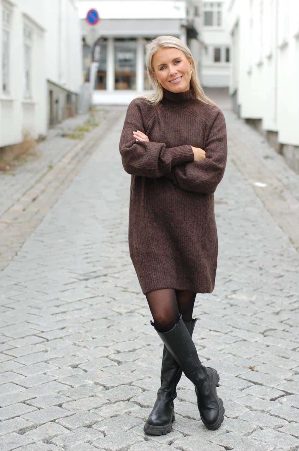 NA-KD Oversize Polo Dress Coffee