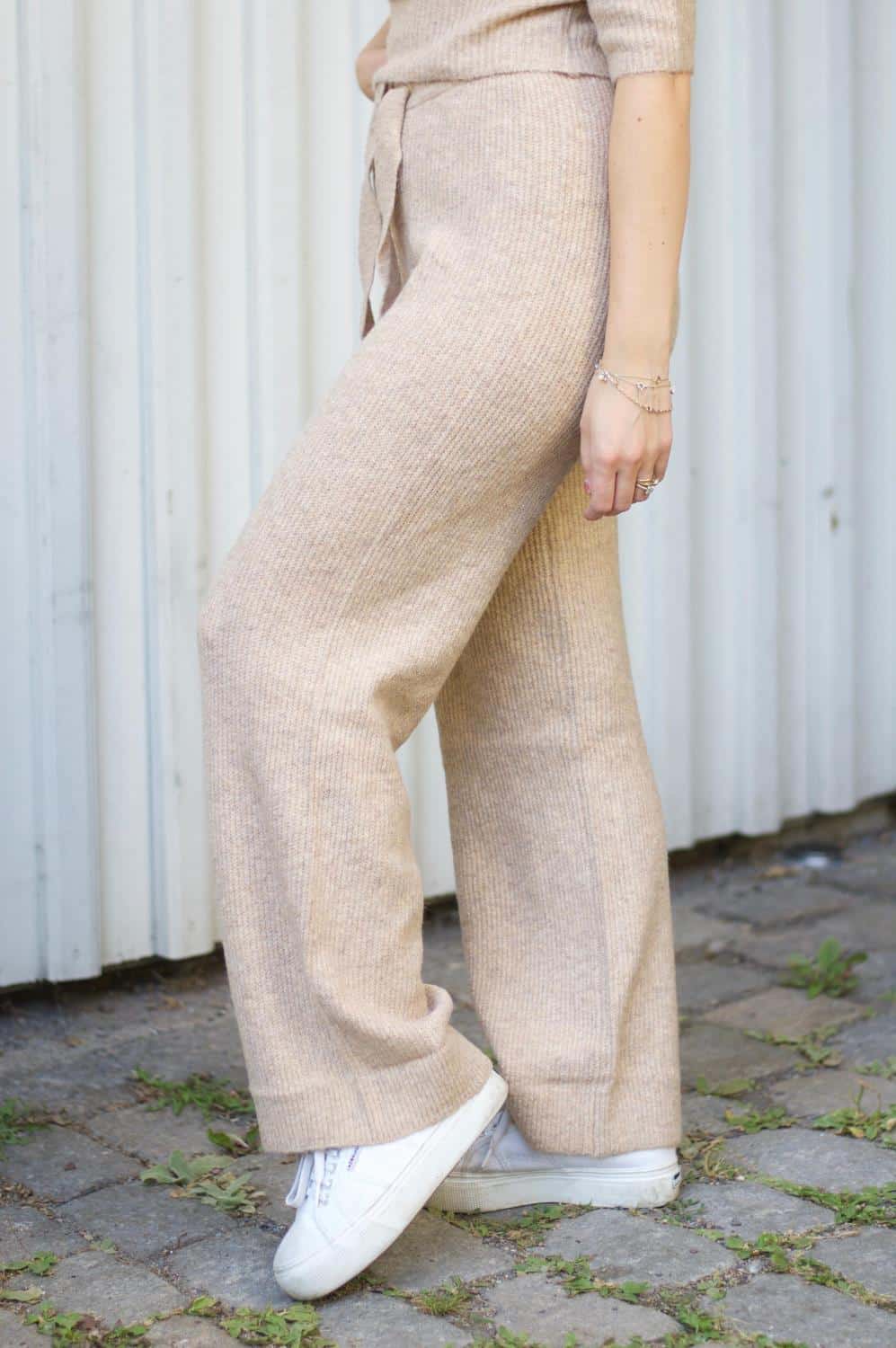 Noisy May Susie Loose Knit Pants Beige