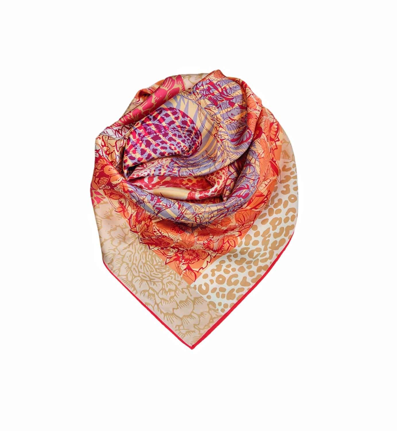 Noma Silke Skjerf Rød/Orange/Beige/Grå