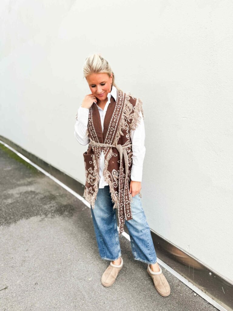 Orlinn Frynse Vest Brown