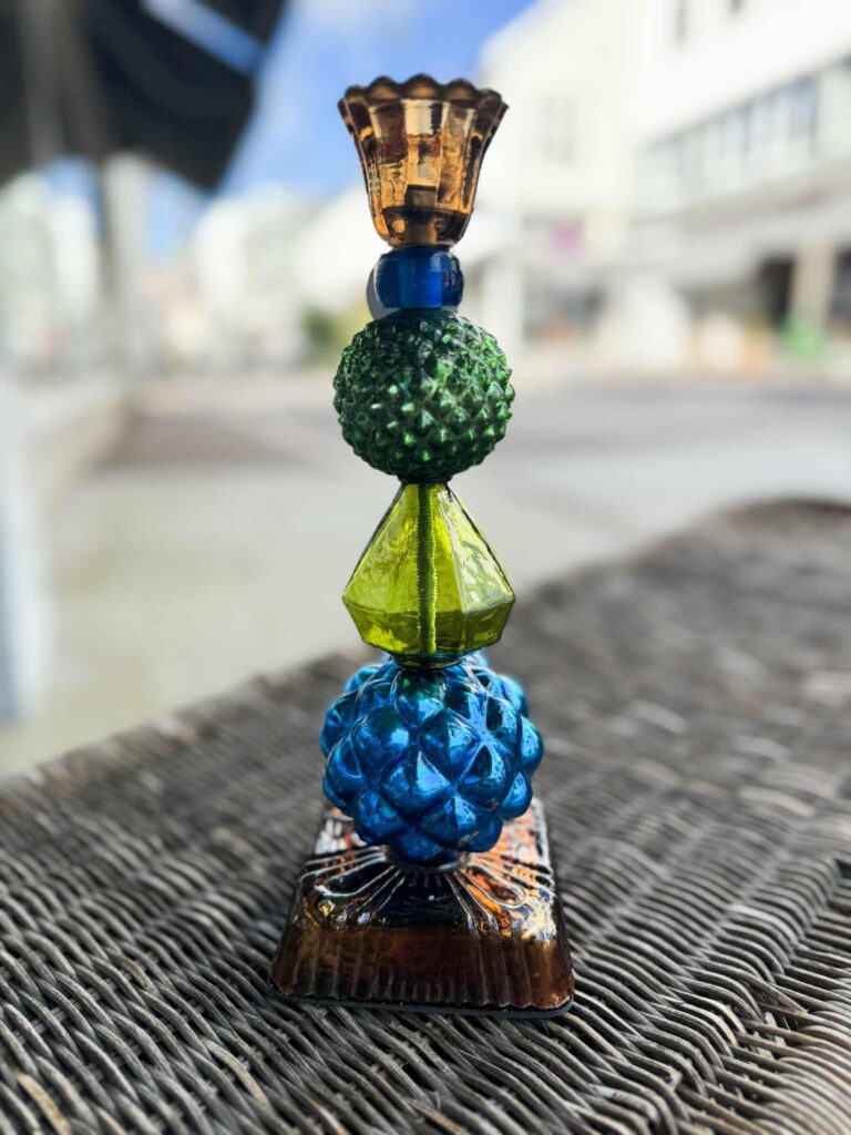 PIP Candel Holder Blue/green 23,5