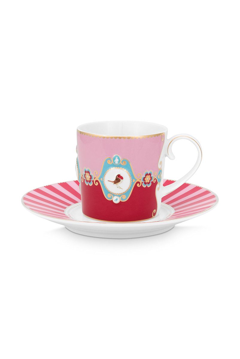 PIP Cup & Saucer Love Birds Red/Pink 200ml