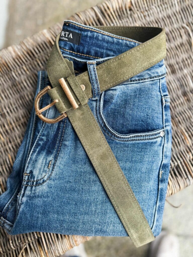 Qnuz Belt suede leather Army