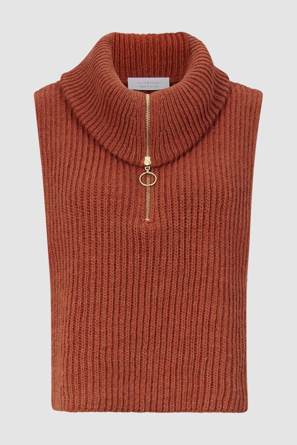 Rich & Royal Half Zip Vest Ginger Spice
