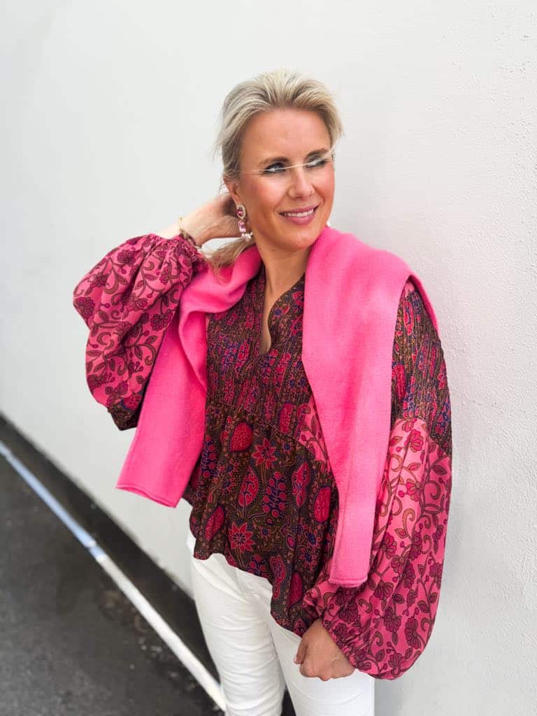 Sissel Edelbo Bibi Balloon Silk Top Rosa/Grønn