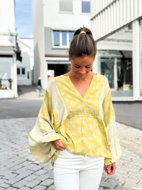 Sissel Edelbo Bibi Balloon Silk Top Yellow