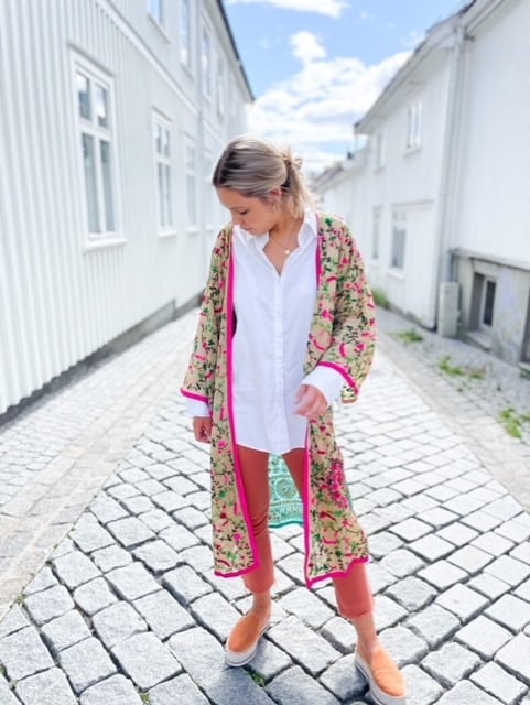 Sissel Edelbo Chennai Long Kimono Beige/Turquoise