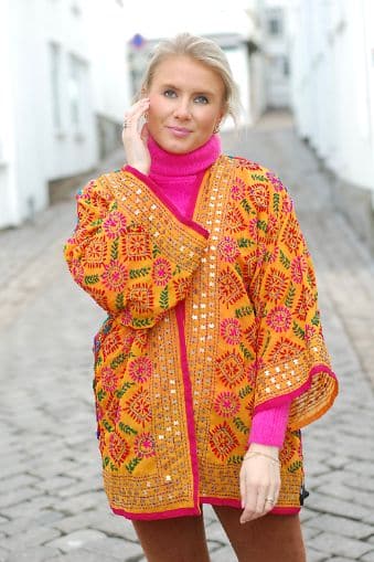 Sissel Edelbo Chennai Short Kimono Terracotta/Yellow