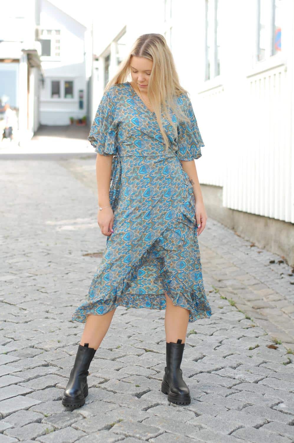 Sissel Edelbo Harriet Wrap Dress Beige/Blue