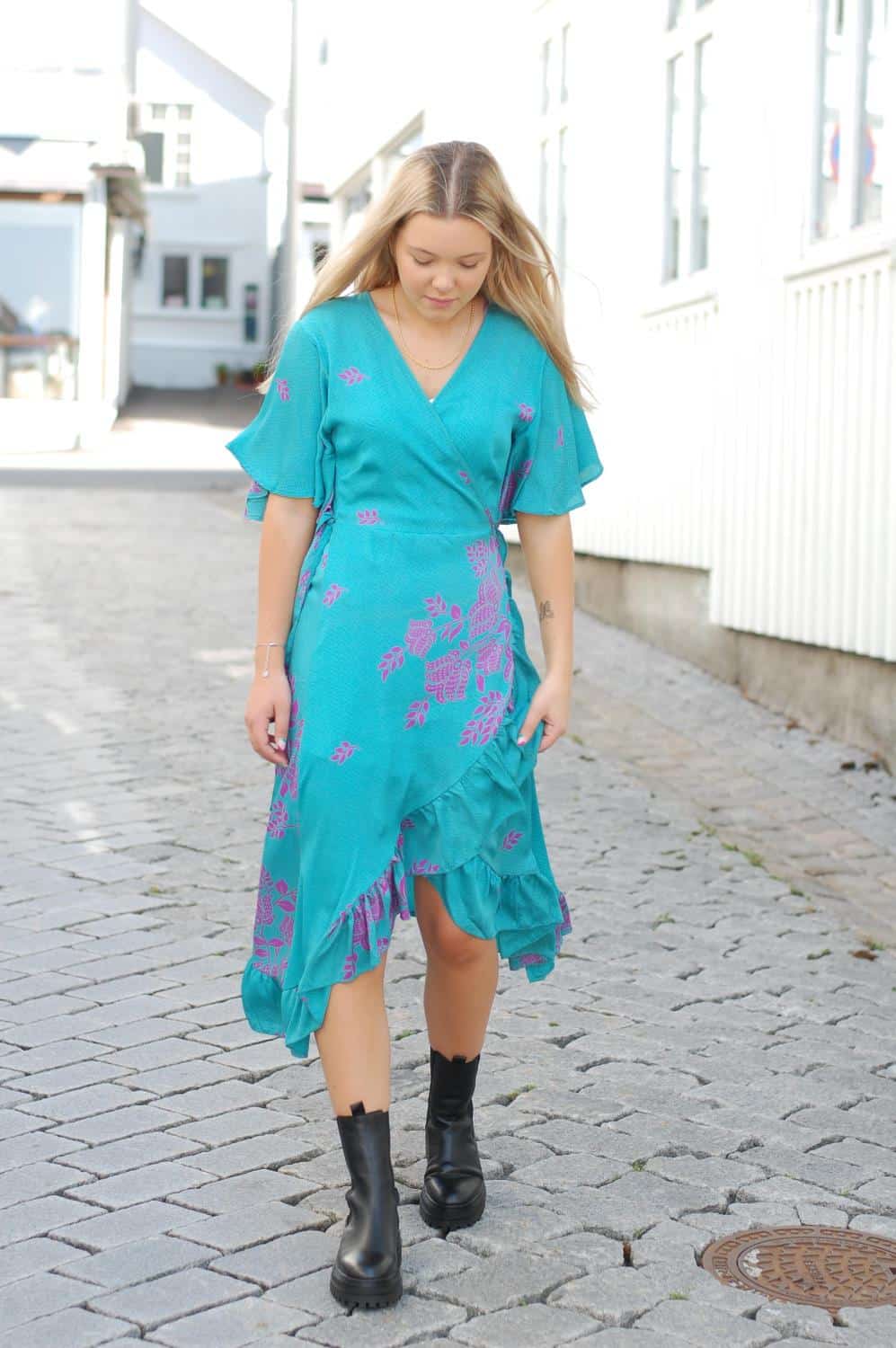 Sissel Edelbo Harriet Wrap Dress Turquiose/Purple