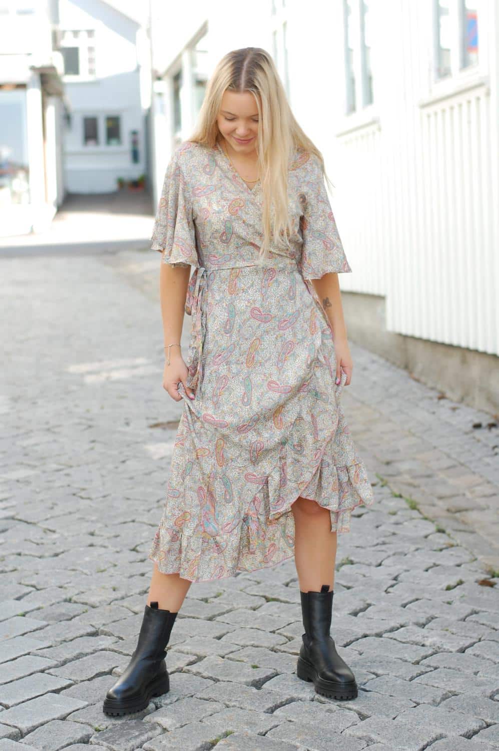 Sissel Edelbo Harriet Wrap Dress White Mix.