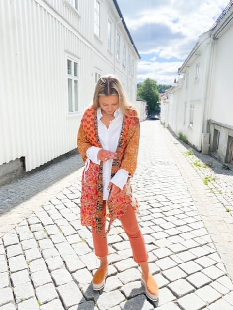 Sissel Edelbo Magnolia Long Kimono Orange Mix