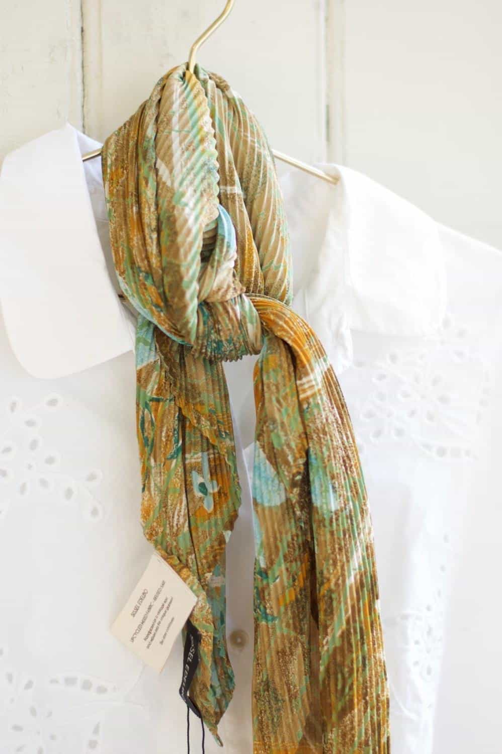 Sissel Edelbo Miracle Pleated Scarf Green Flower