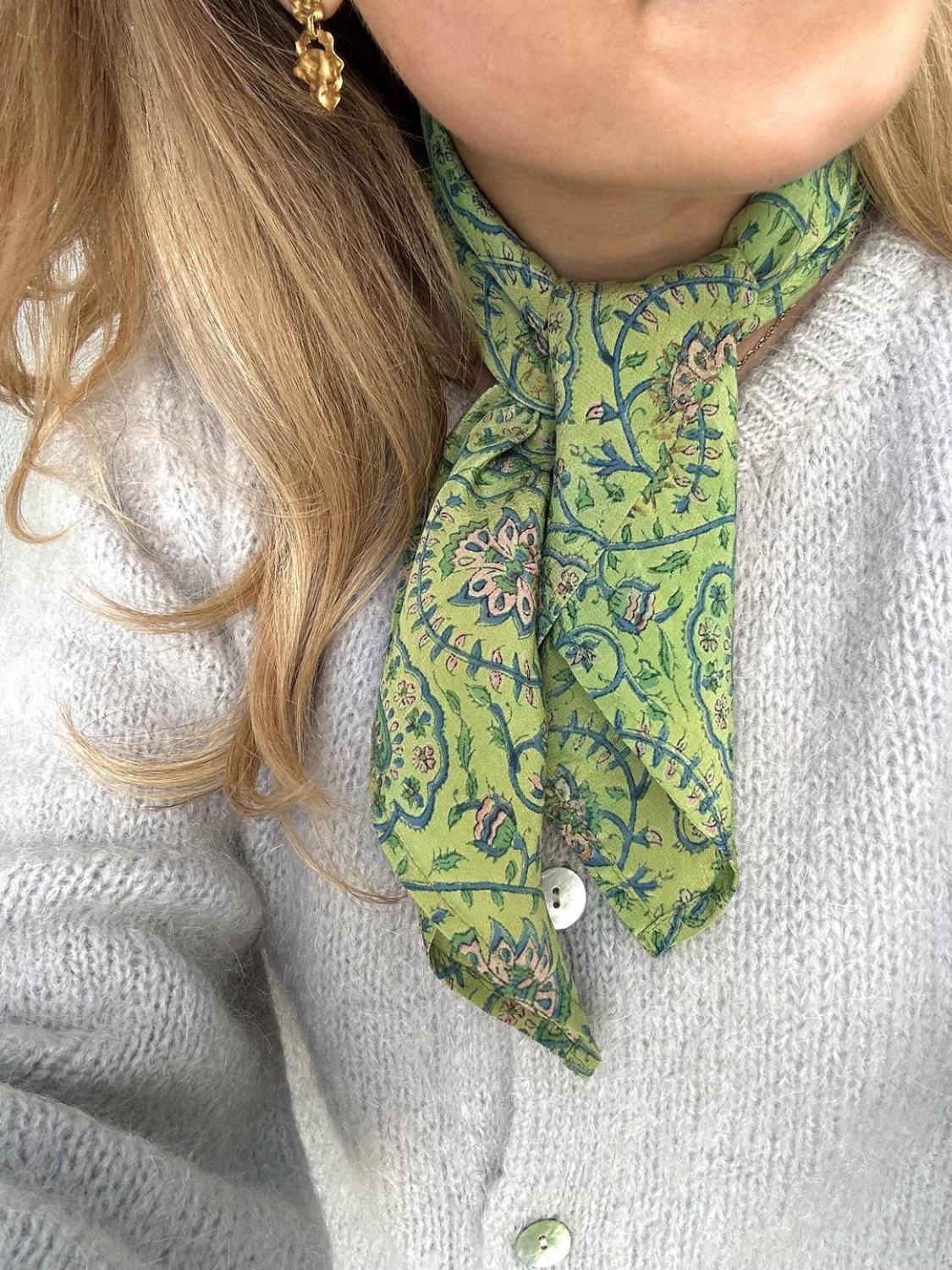 Sissel Edelbo Vinita Silk Rose Scarf Green