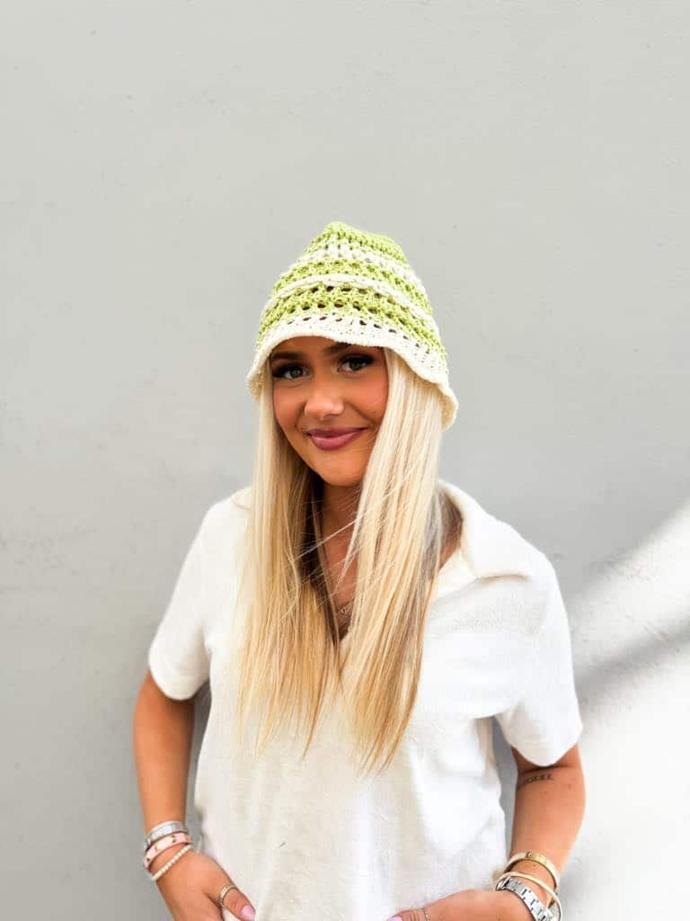 Sui Ava Bohemian Striped Hat Green