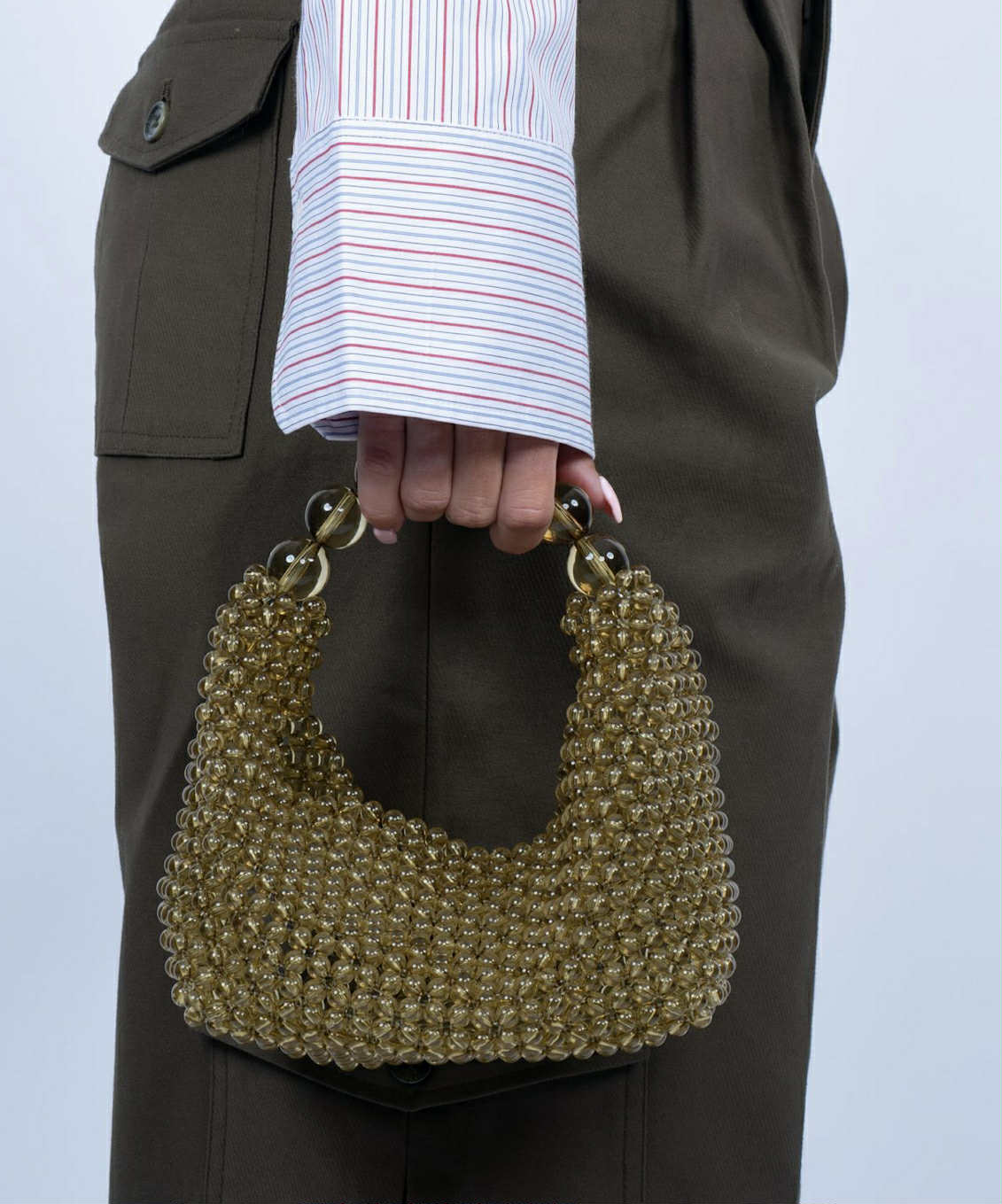 Sui Ava Slouchy Beaded Bag Green Grape