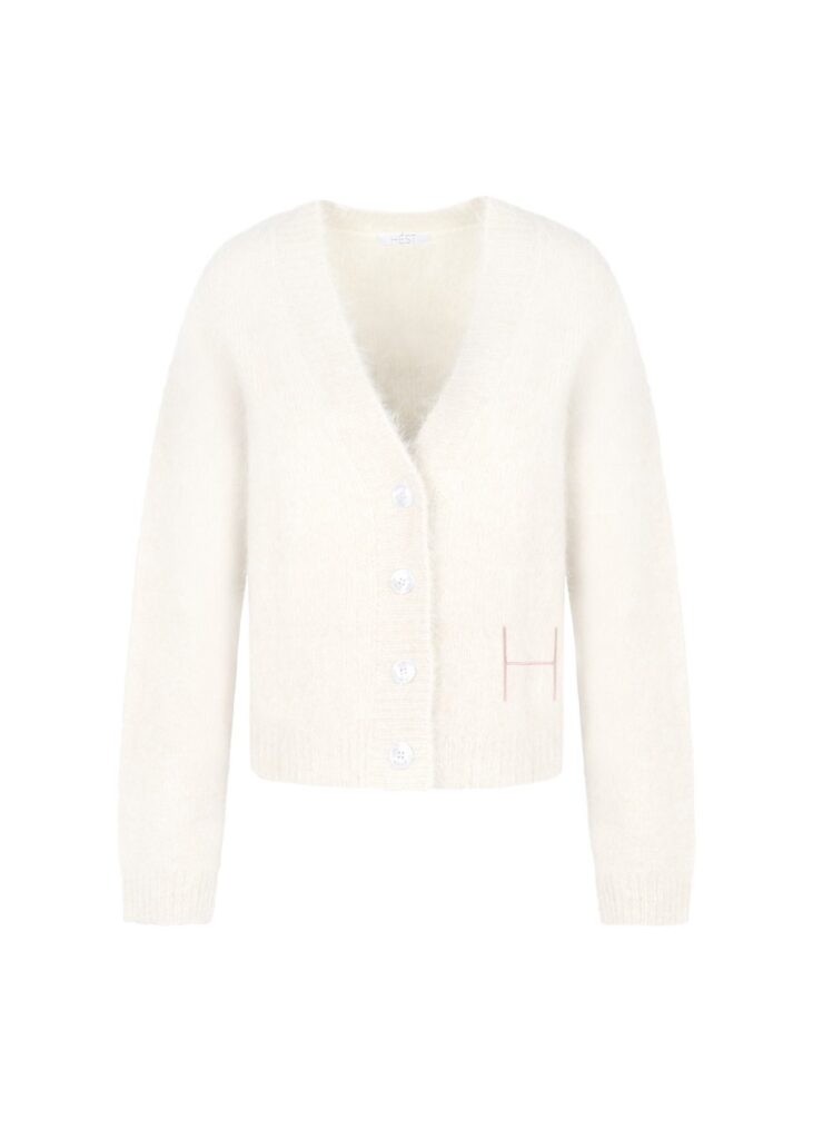 Hèst Pernille Short Cardigan White Alyssum