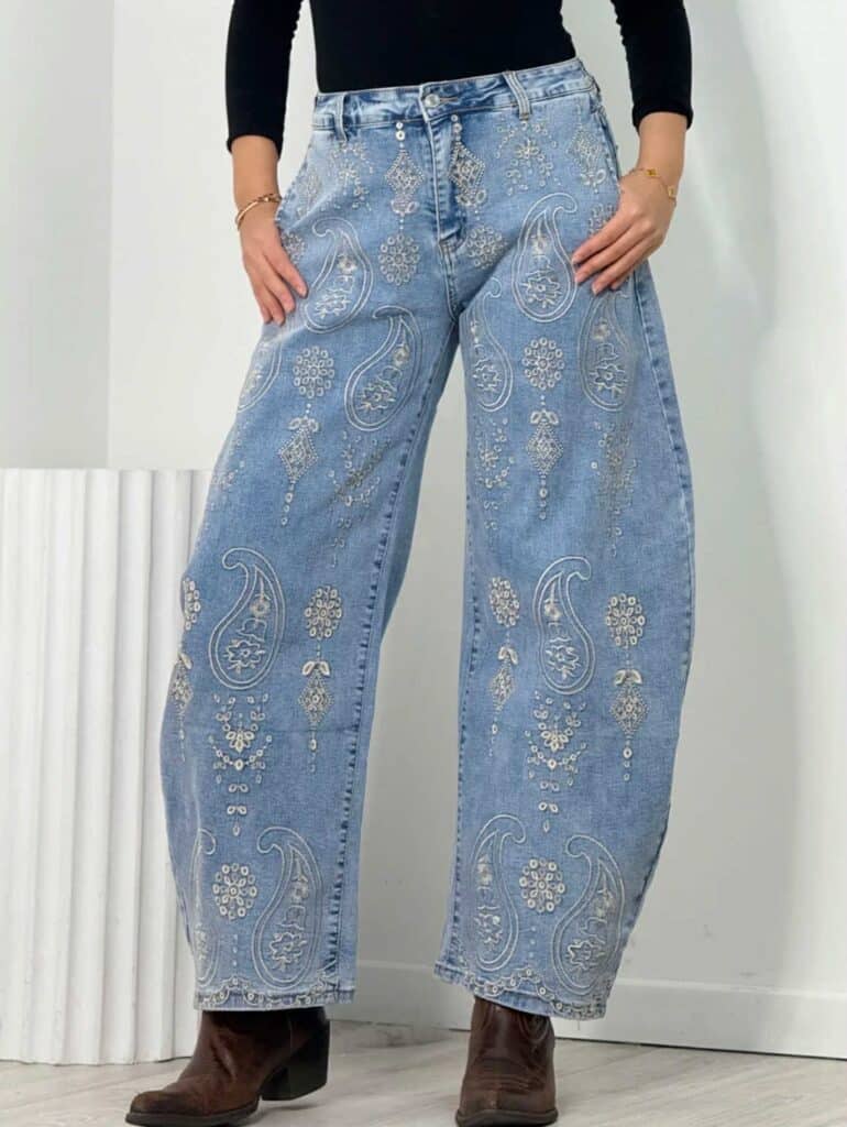 Ibc Collection Jeans Brodering White