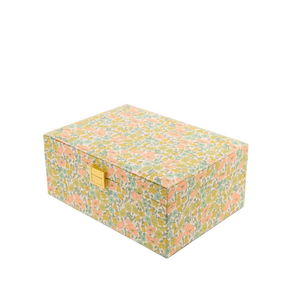 Bon Dep Jewlery Box Square Poppy Daisy Pastell