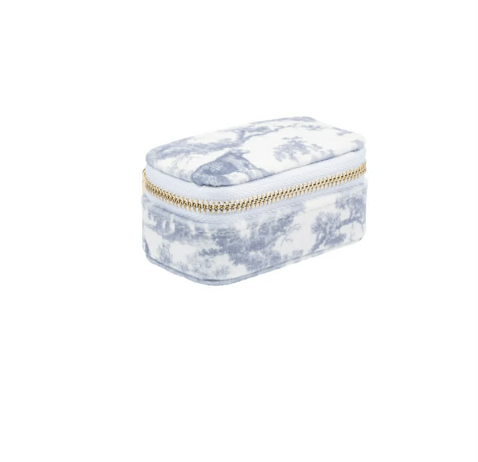 Dark Velvet Jewellery Box Micro Country Blue Savannah Pattern