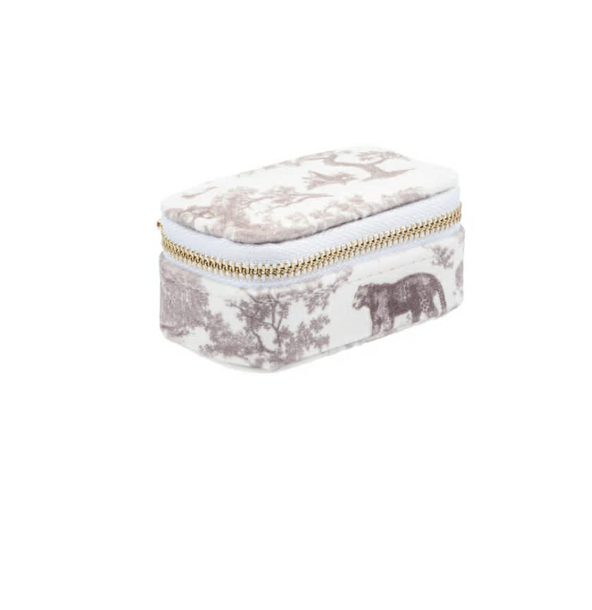 Dark Velvet Jewellery Box Micro Warm Taupe Savannah Pattern