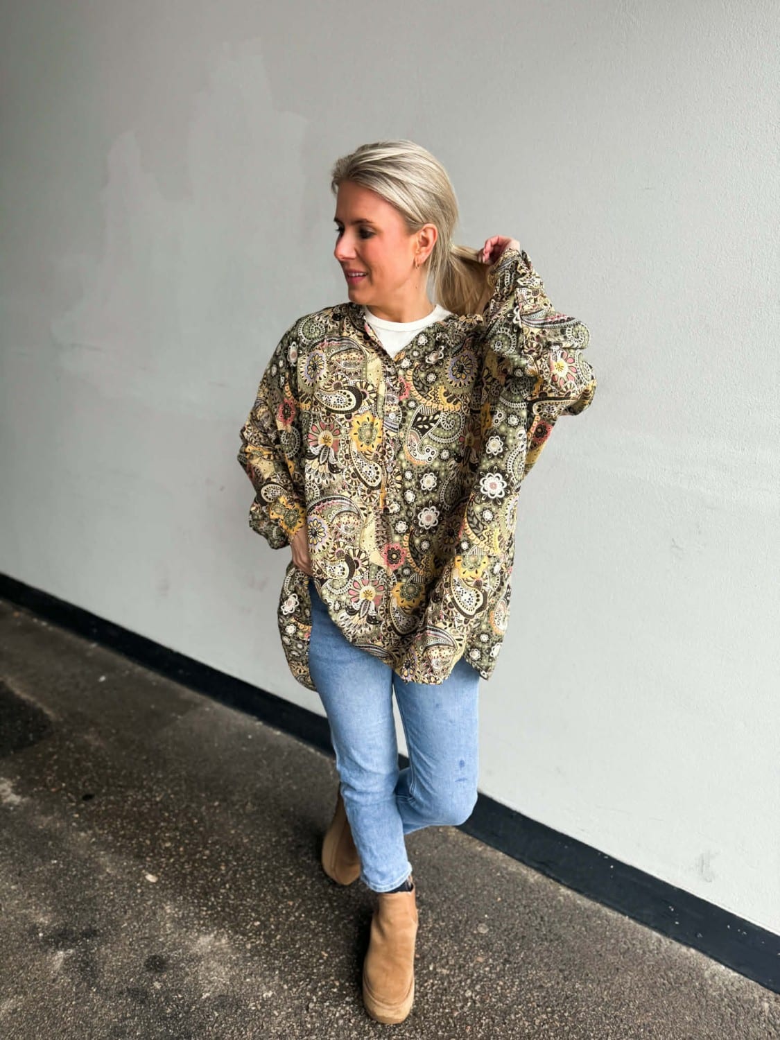 IBC Collection Linnea Oversized Blouse Mix Green