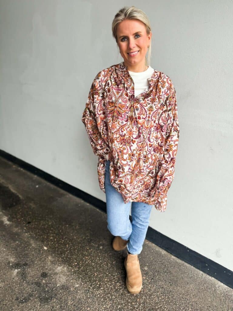 Linnea Oversize Blouse White Orange Mix