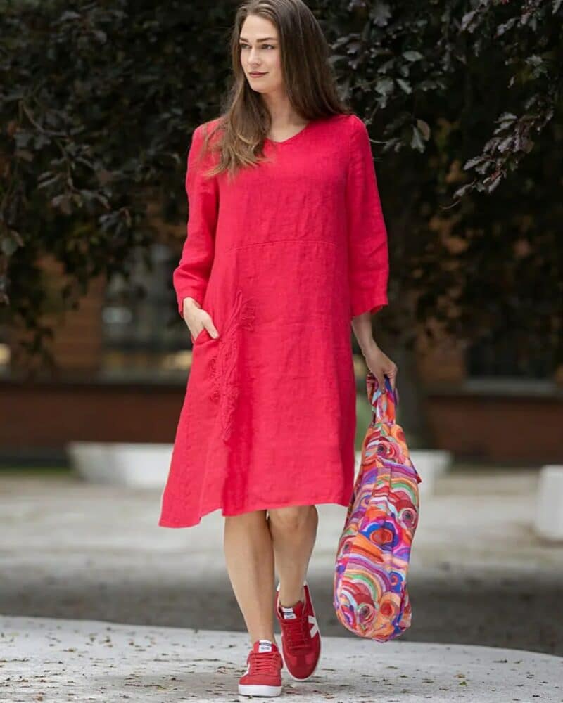 Boheme Kjole m/Broderi Rose Red