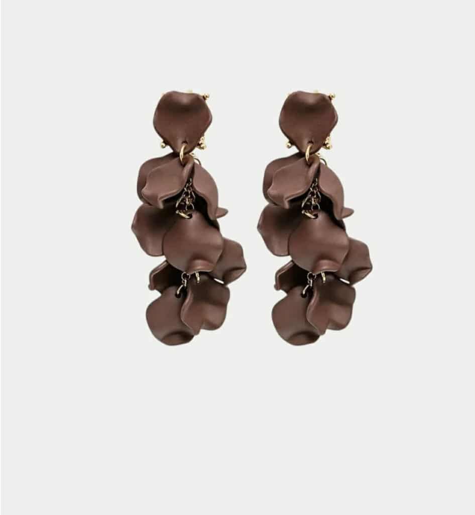 Bow19 Leaf Earring Matt Dark Brown