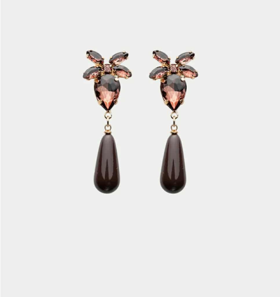 Bow19 Stone Drop Earring Black