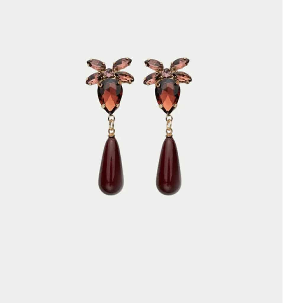 Bow19 Stone Drop Earring Brown