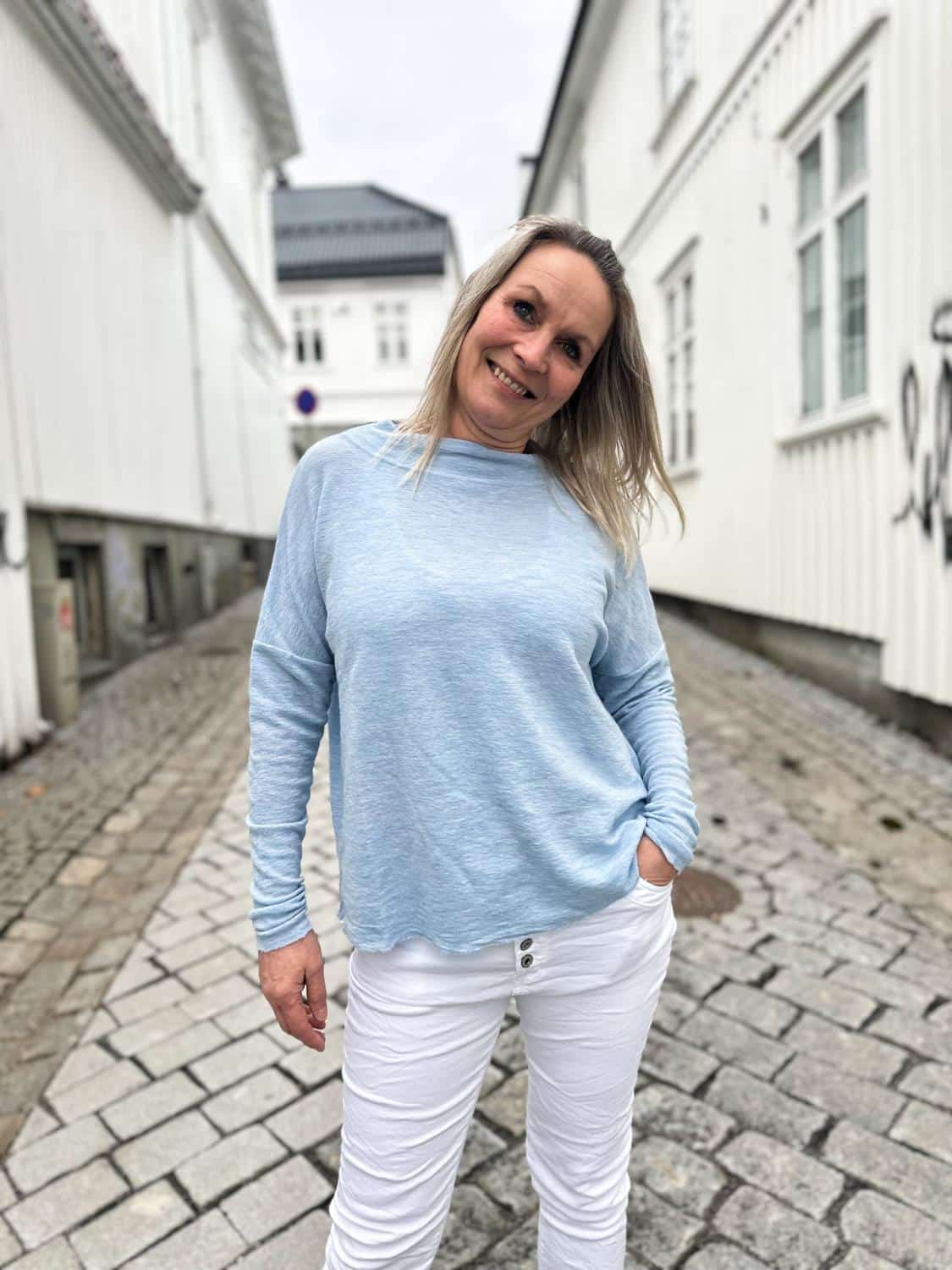 By Basic Wide Shirt Sky Blue Melange