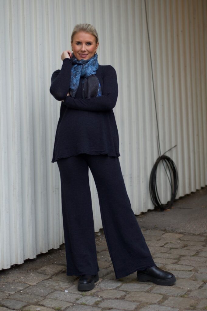 By Basics Wide Pants Long Midnight Blue