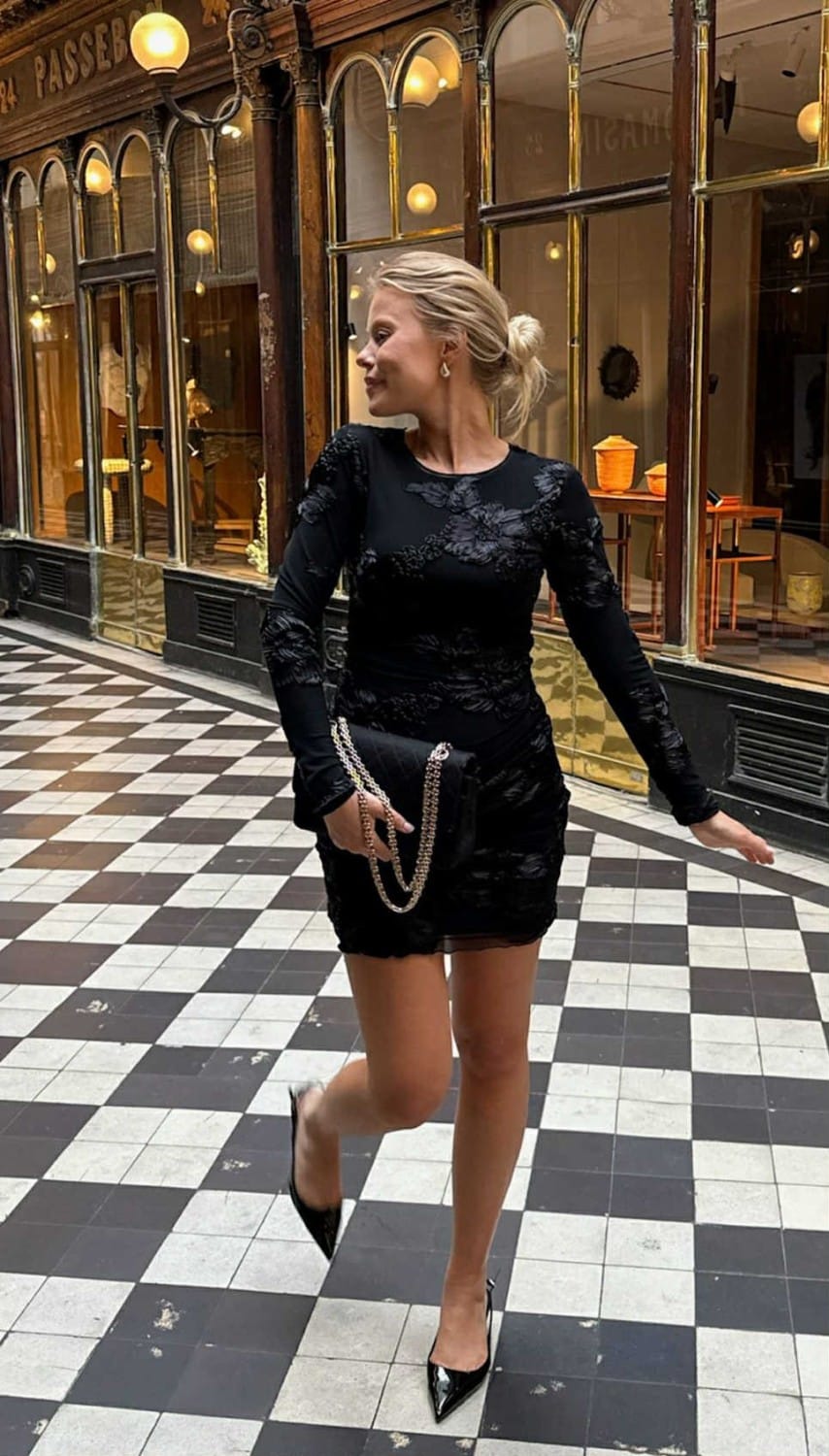 By Ic Maja Mesh Dress Black Flower