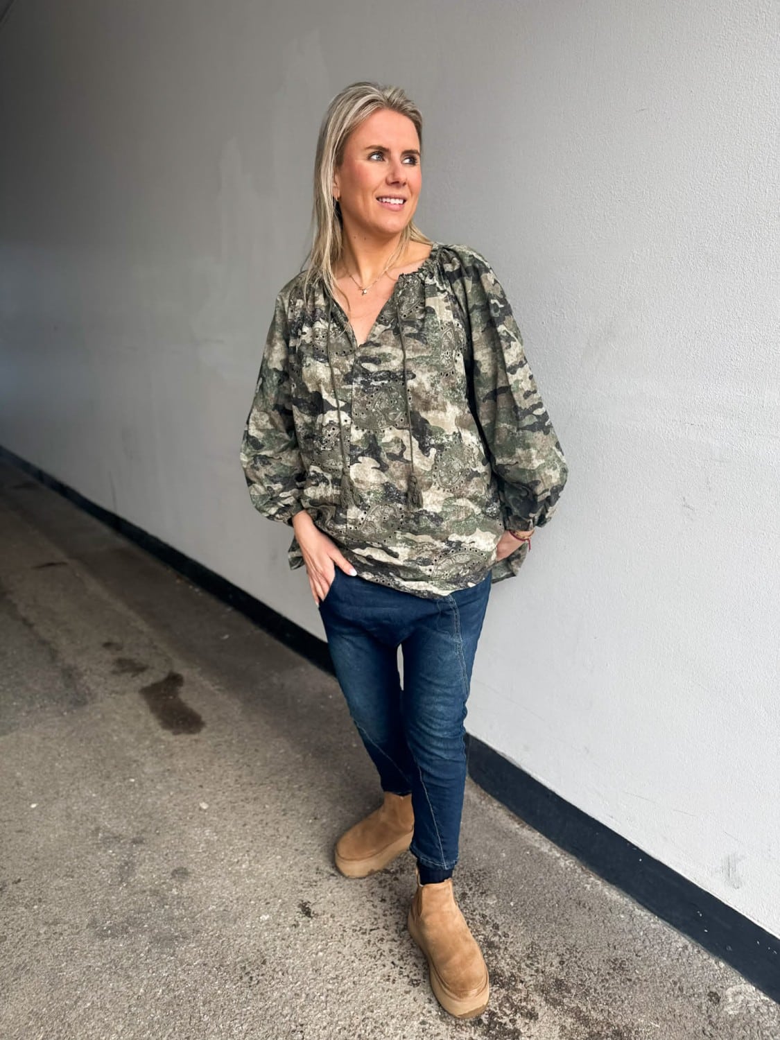 IBC Collection Army Blouse With Green Embroideries