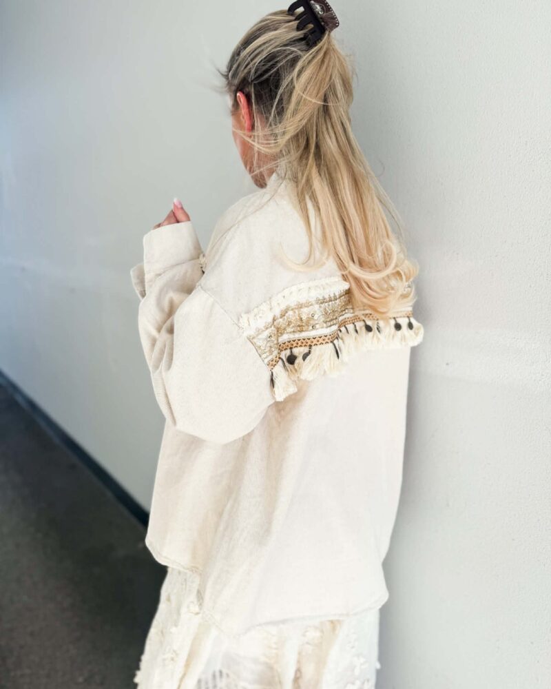 Ibc Collection Boho Denim Jacket Beige