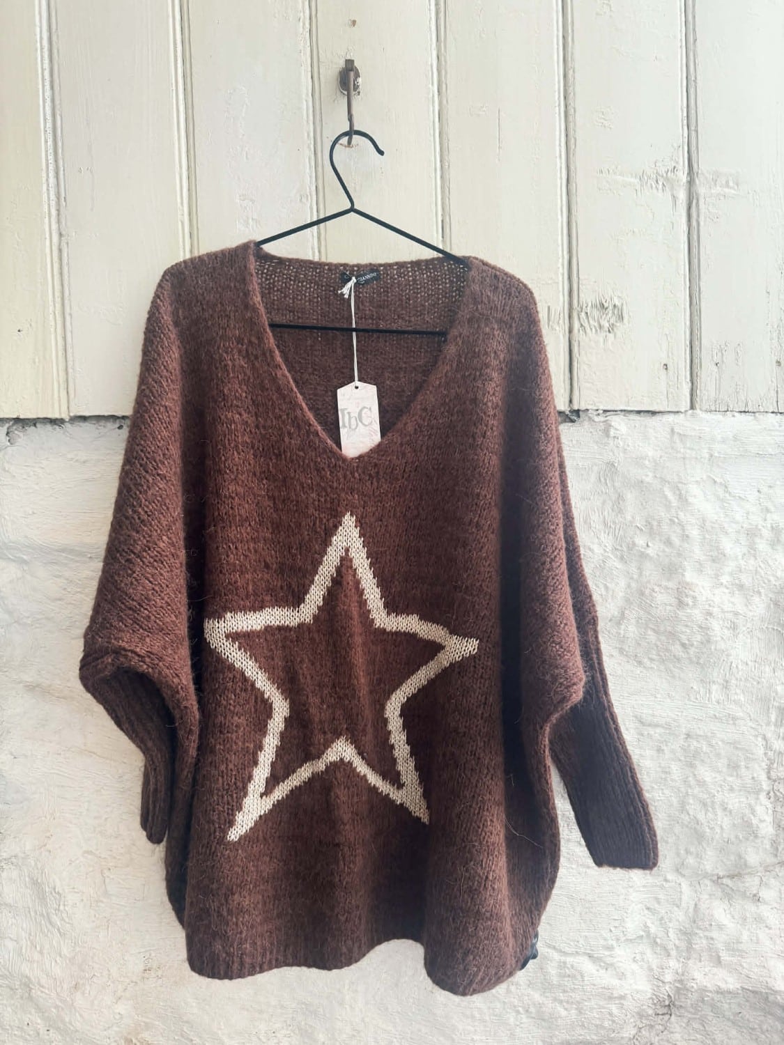 IBC Collection Oversize Star Sweater Brown