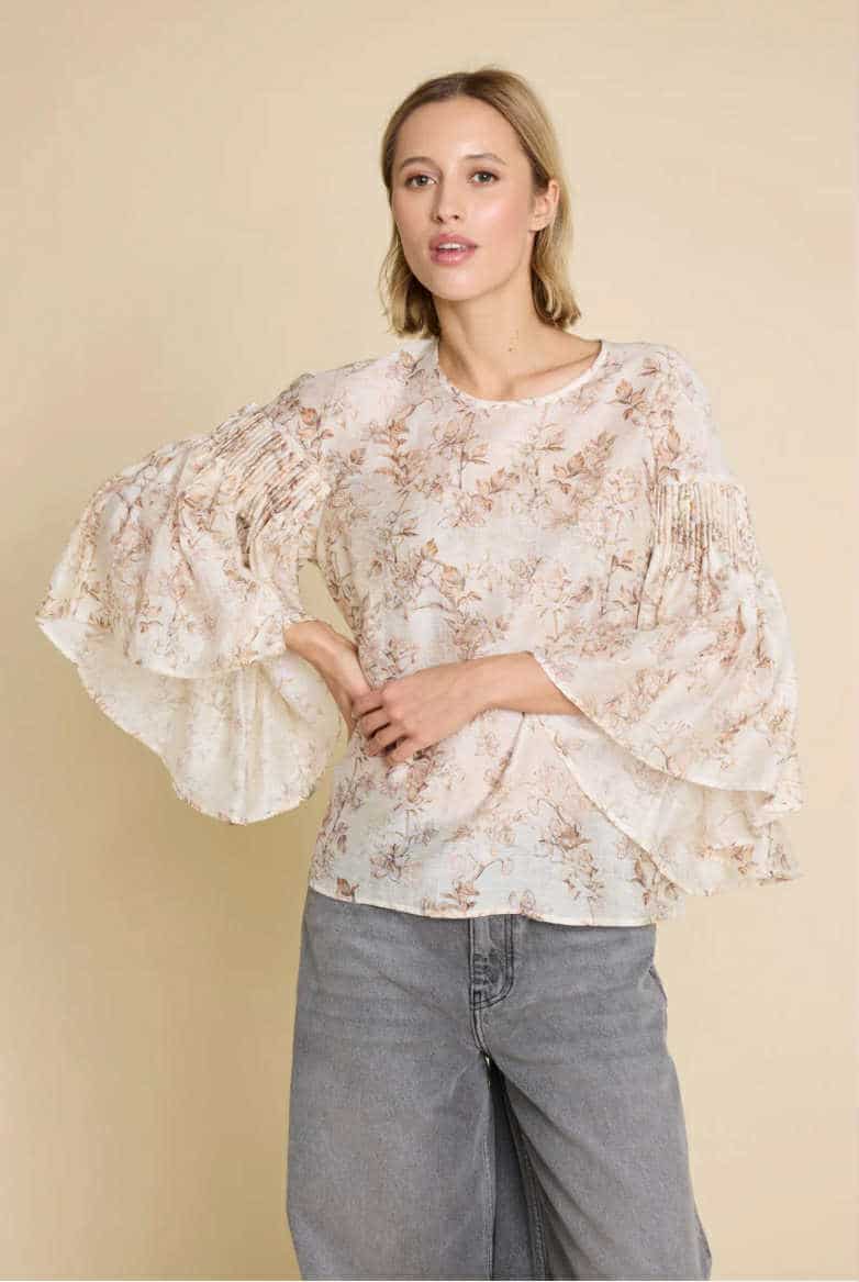 Line Of Oslo Sienna Flower Blouse Nude
