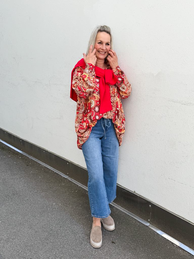 Linnea Oversize Blouse Red Paisley