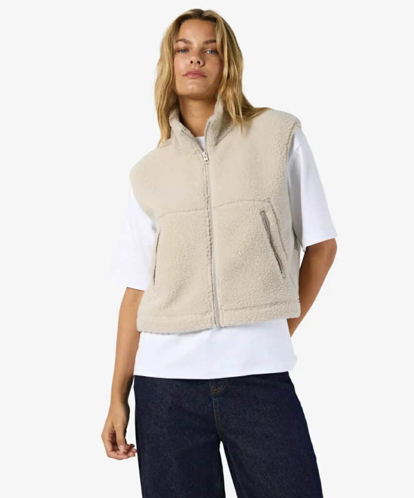 Noisy May Short Teddy Vest Silver Lining
