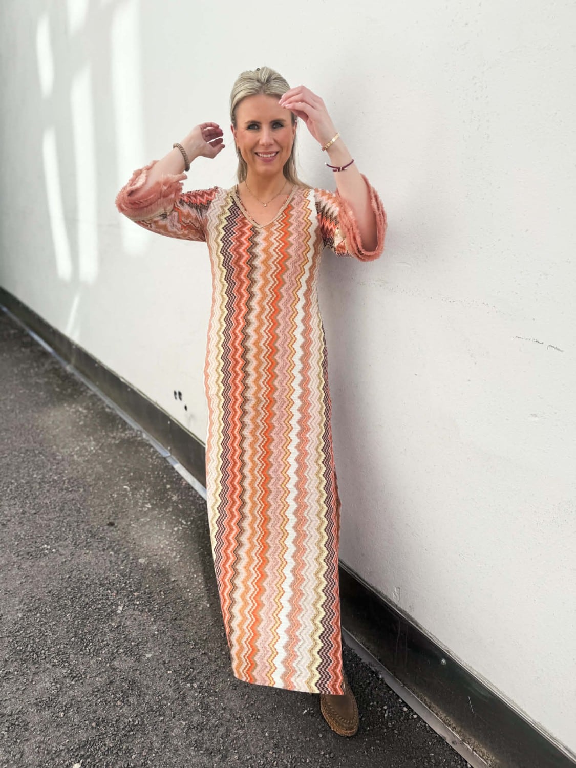 PHO Firenze Rachel Knit Dress Long Orange