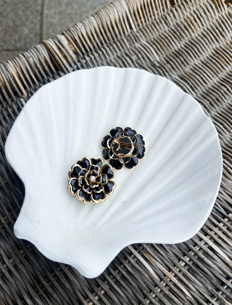 Sticky Bestie Button Covers Black Flower