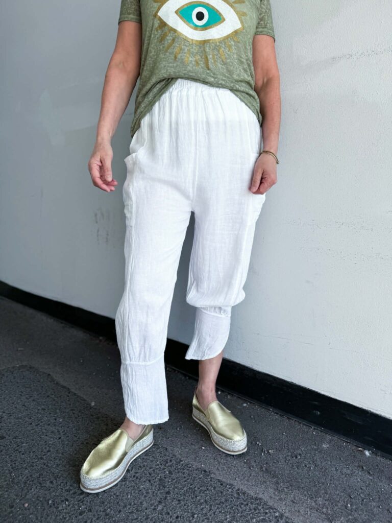 IBC Collection Baggy Linen Pants White