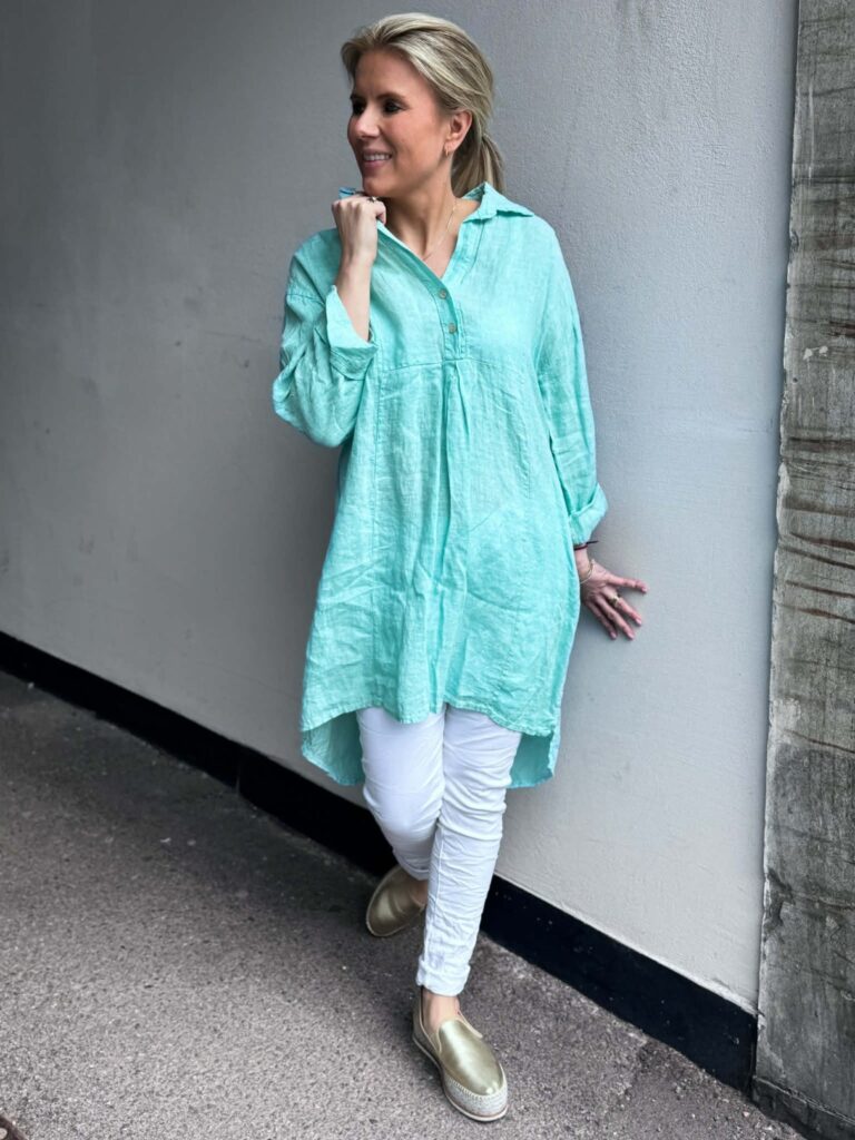 Ibc Collection Linen Dress Light Green