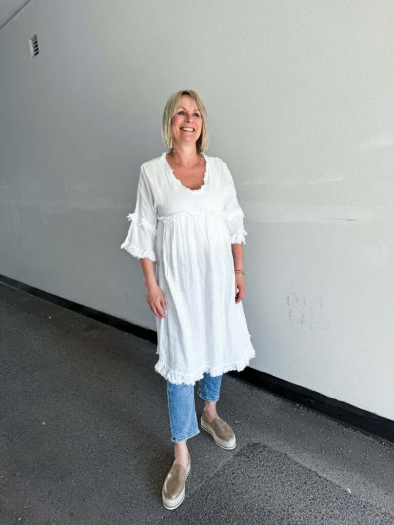 IBC Collection Linen Dress Lori White