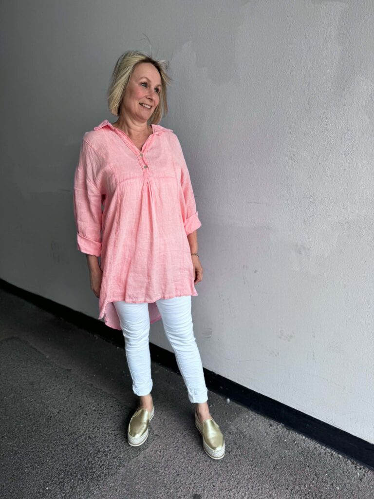 Ibc Collection Linen Dress Peach